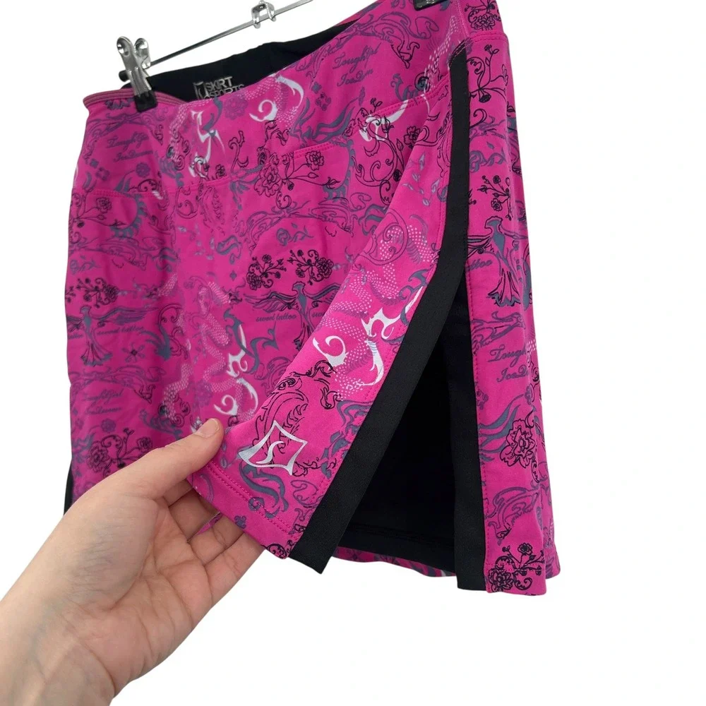 Skirt Sports Y2K Pink Tattoo Print Skort S Athletic Running Tennis Workout Skirt